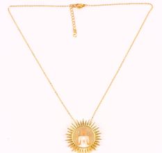 Handmade Brass Necklace with Buddha Charm Pendant and 22k Gold Plating